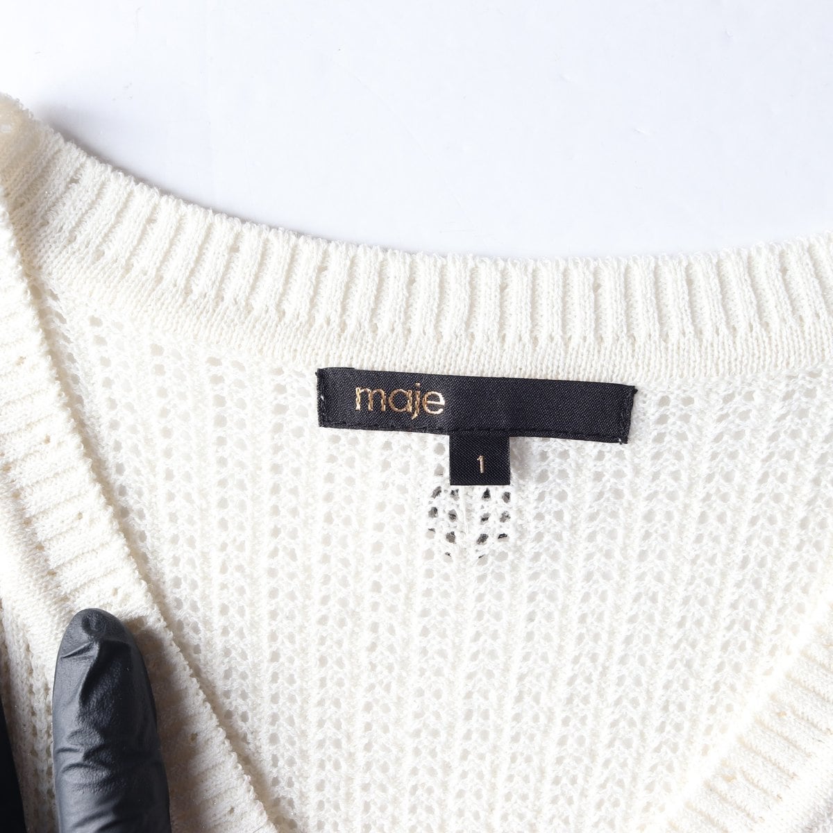 MAJE 마쥬 25SS 아이보리 브이넥 반팔 니트 가디건  상세 이미지 5