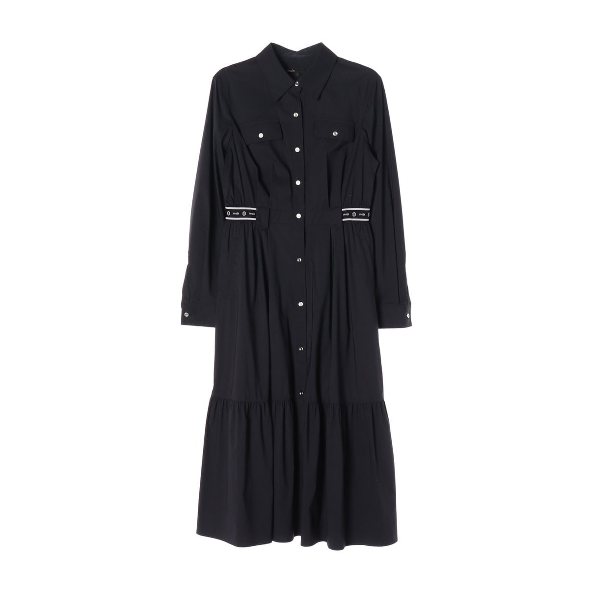 (새상품)MAJE 마쥬 22FW 블랙 로고 밴딩 캉캉 롱 셔츠원피스  이미지 1