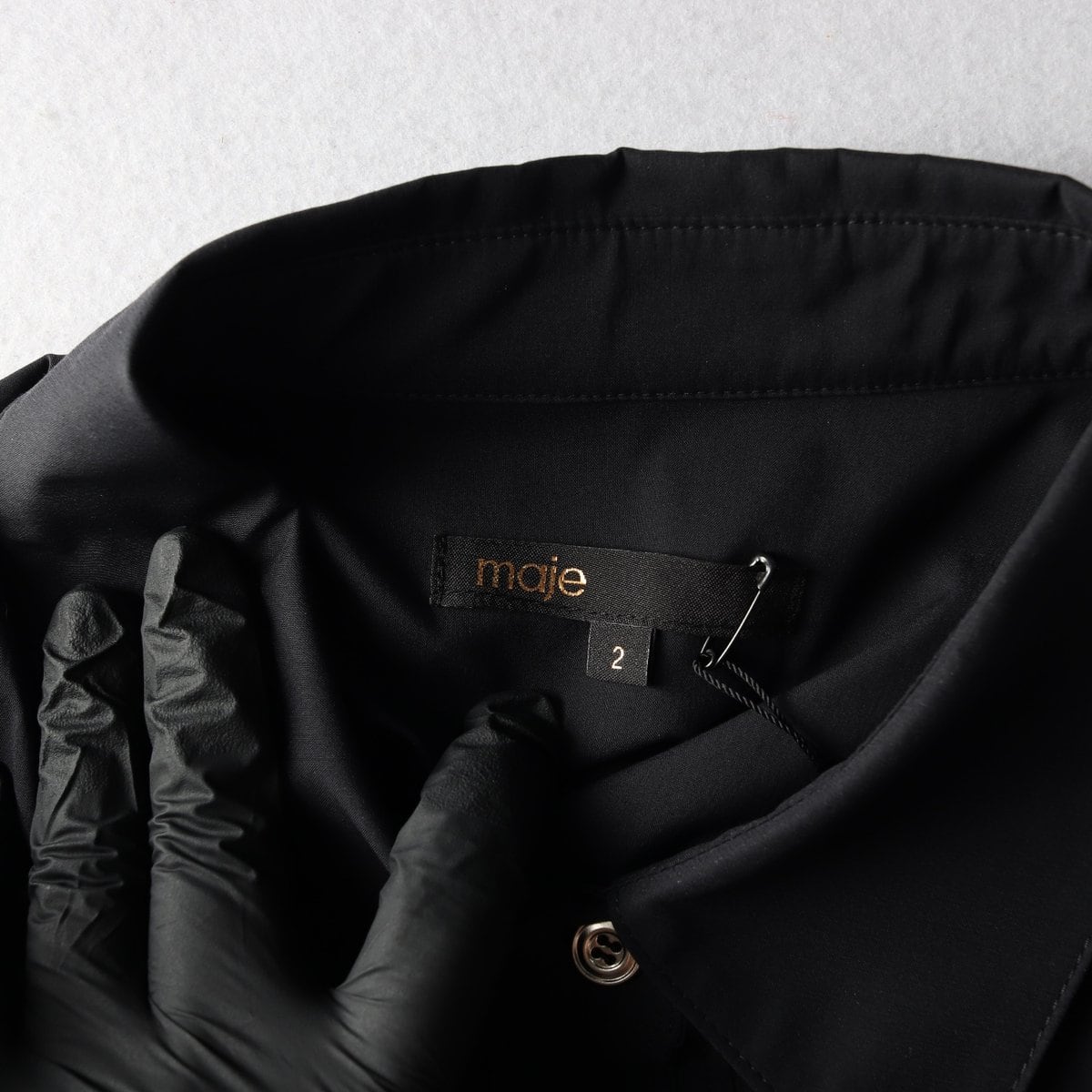 (새상품)MAJE 마쥬 22FW 블랙 로고 밴딩 캉캉 롱 셔츠원피스  상세 이미지 6