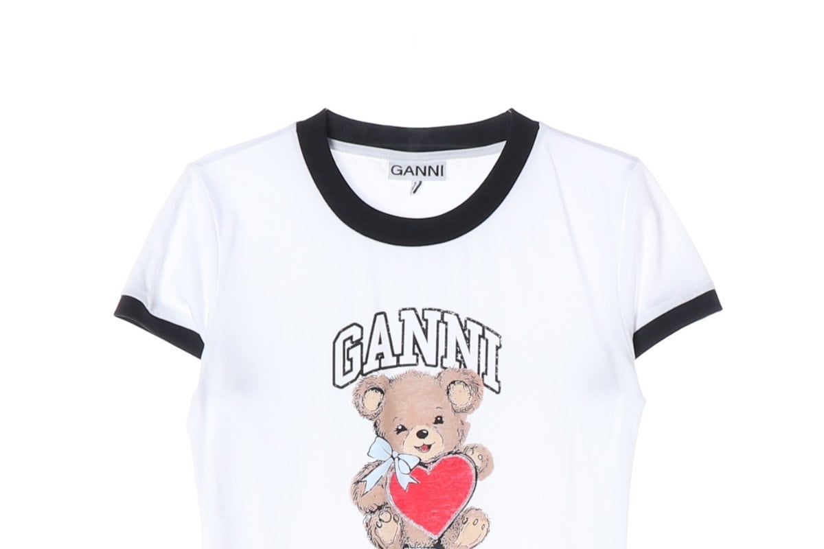 GANNI 가니 24SS 베어 곰돌이 프린팅 져지 반팔 링거티 M 상세 이미지 3
