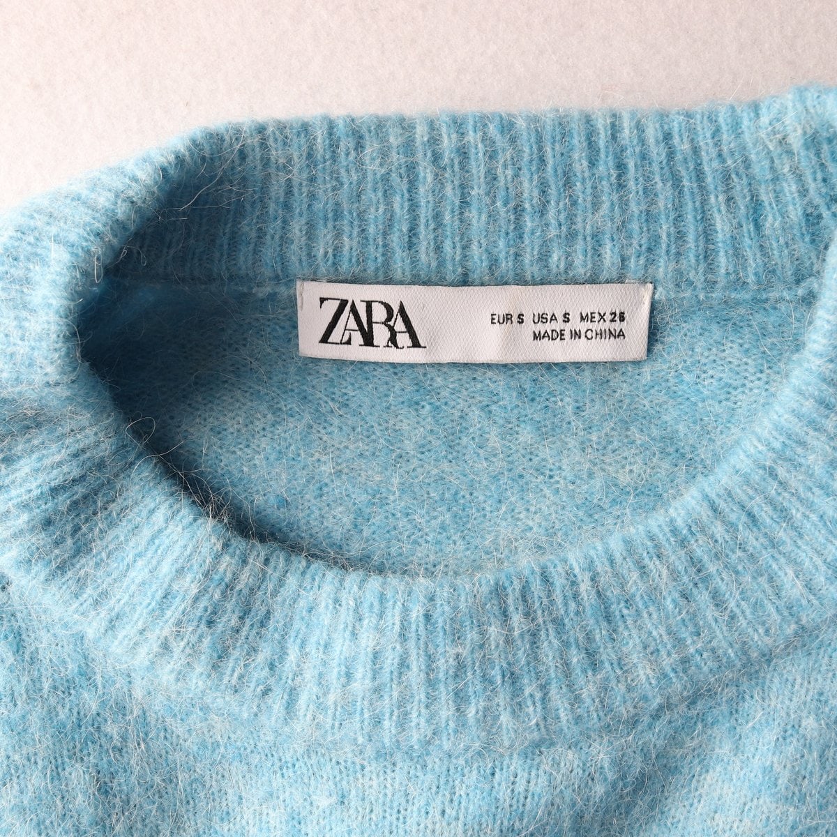 ZARA 자라 알파카 울 스카이블루 라운드 니트 스웨터 S 이미지 5