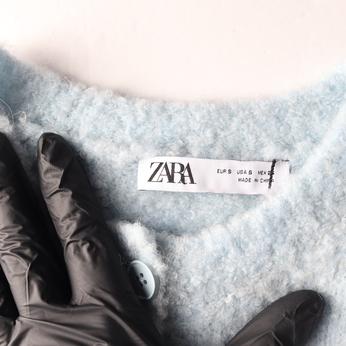 (새상품)ZARA 자라 스카이블루 울 알파카 반팔 니트 가디건 S 상세 이미지 5