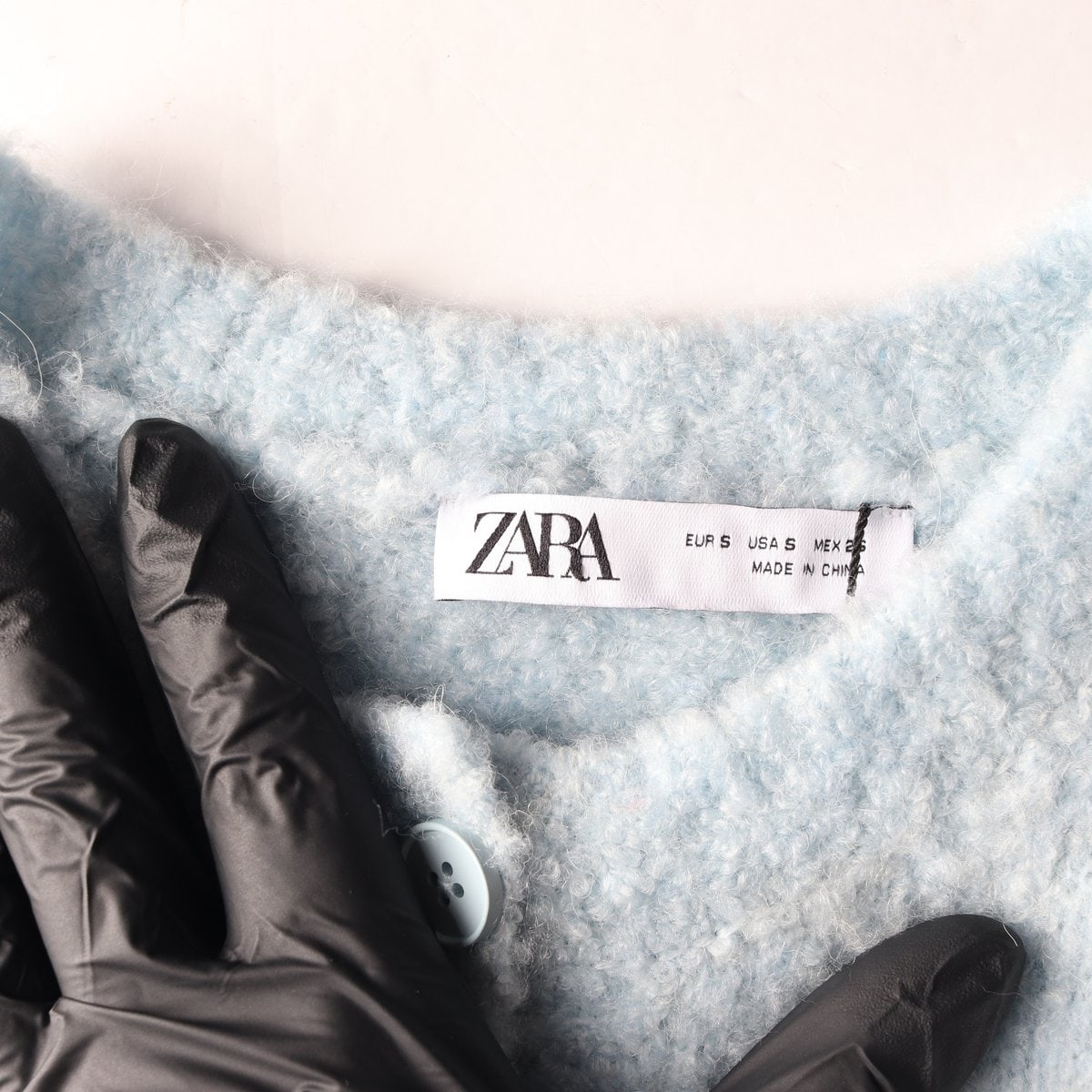 (새상품)ZARA 자라 스카이블루 울 알파카 반팔 니트 가디건 S 이미지 5