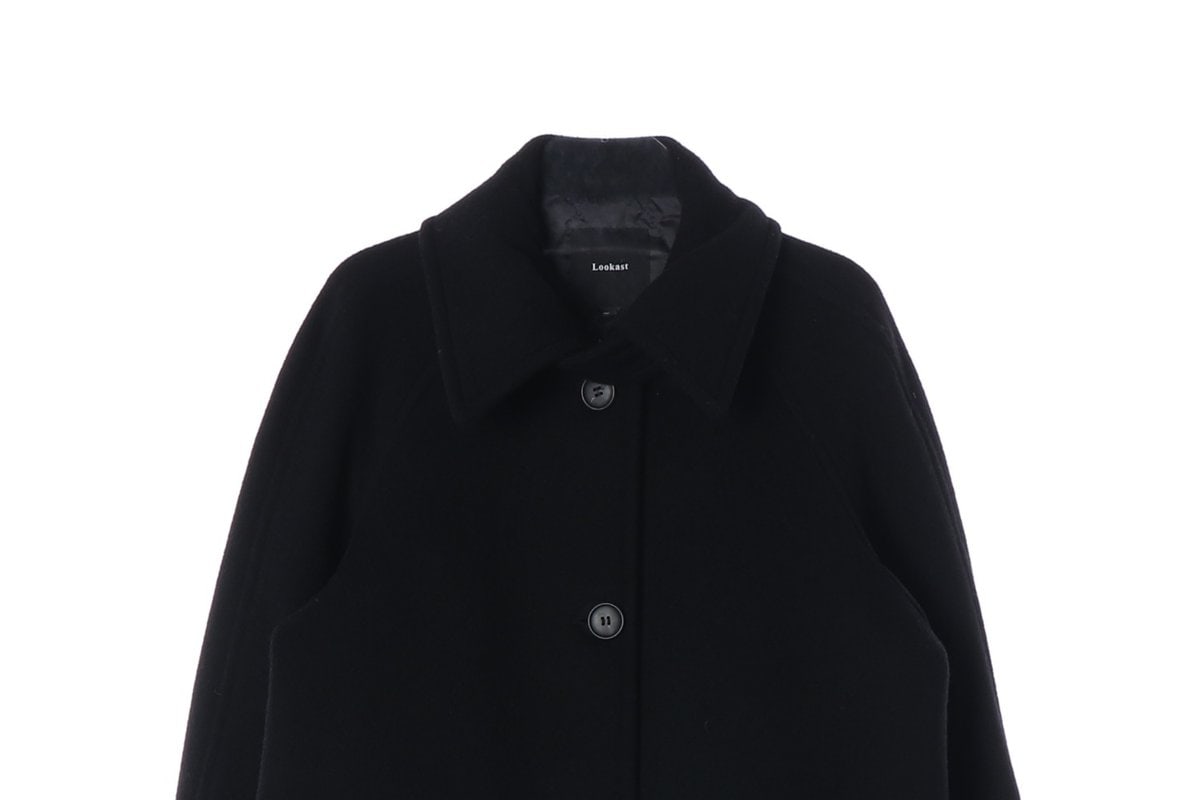 룩캐스트 22FW 울90% 블랙 마리 하프 울 코트  이미지 3