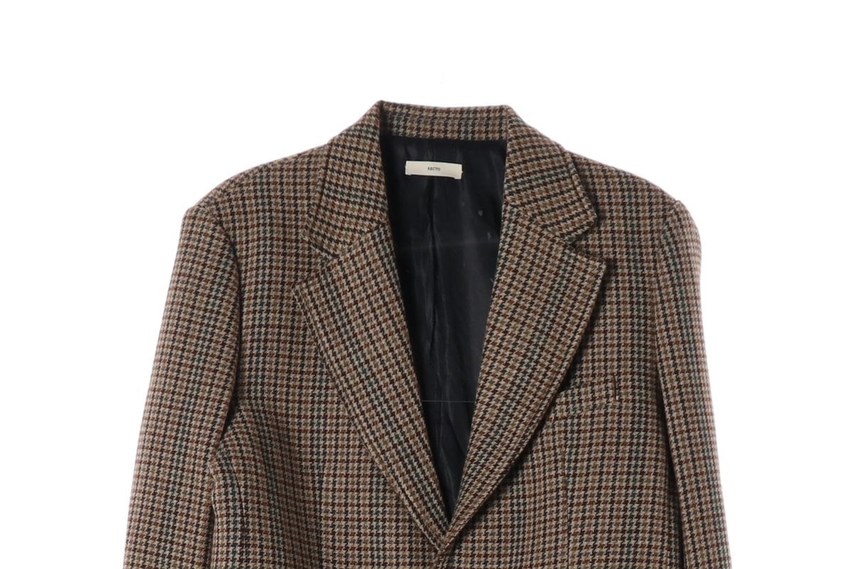 렉토 21FW 70S 도그투스 체크 울 자켓 재킷 블레이저 M 상세 이미지 4