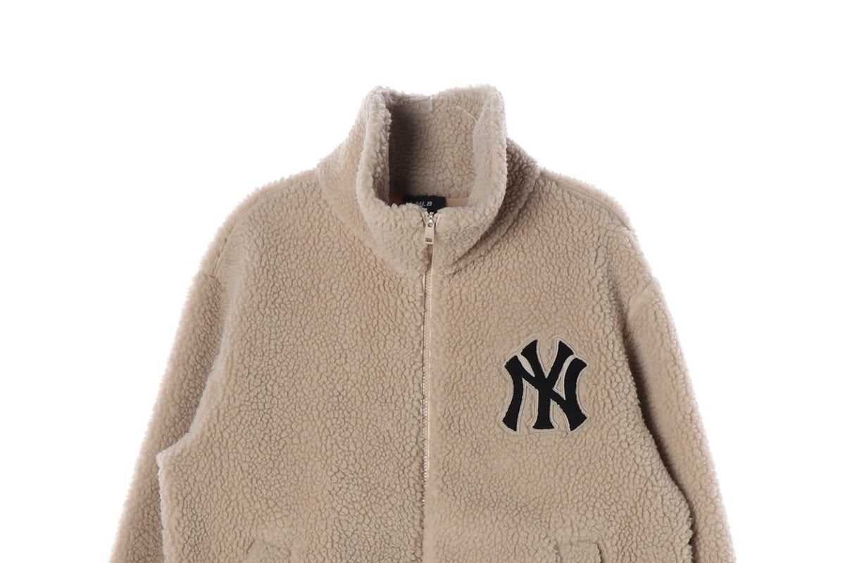 MLB 엠엘비 NY 베이지 플리스 후리스 집업 재킷 점퍼 M 이미지 3