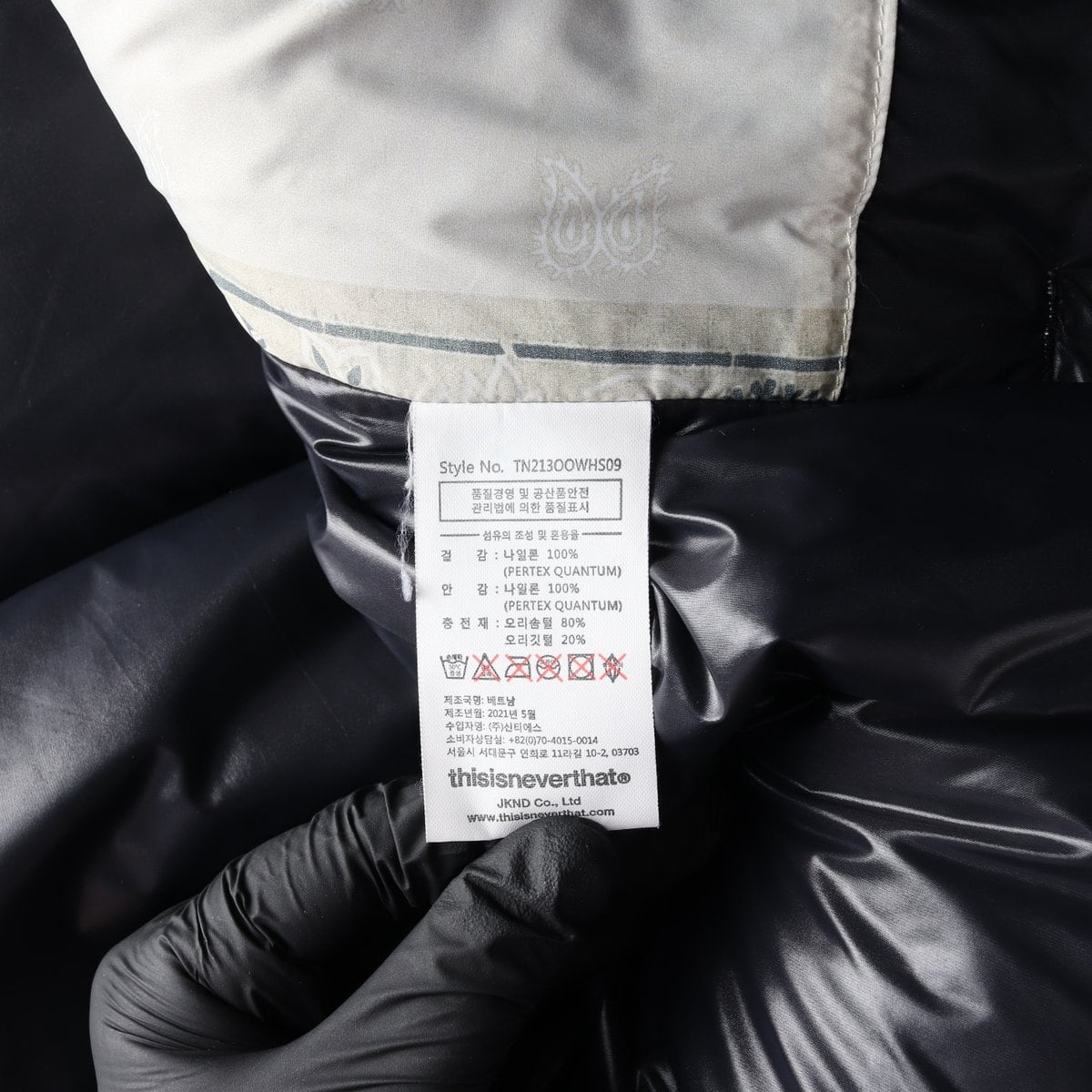 디스이즈네버댓 반다나 크림 PERTEX 다운 숏 패딩 재킷 M 상세 이미지 7