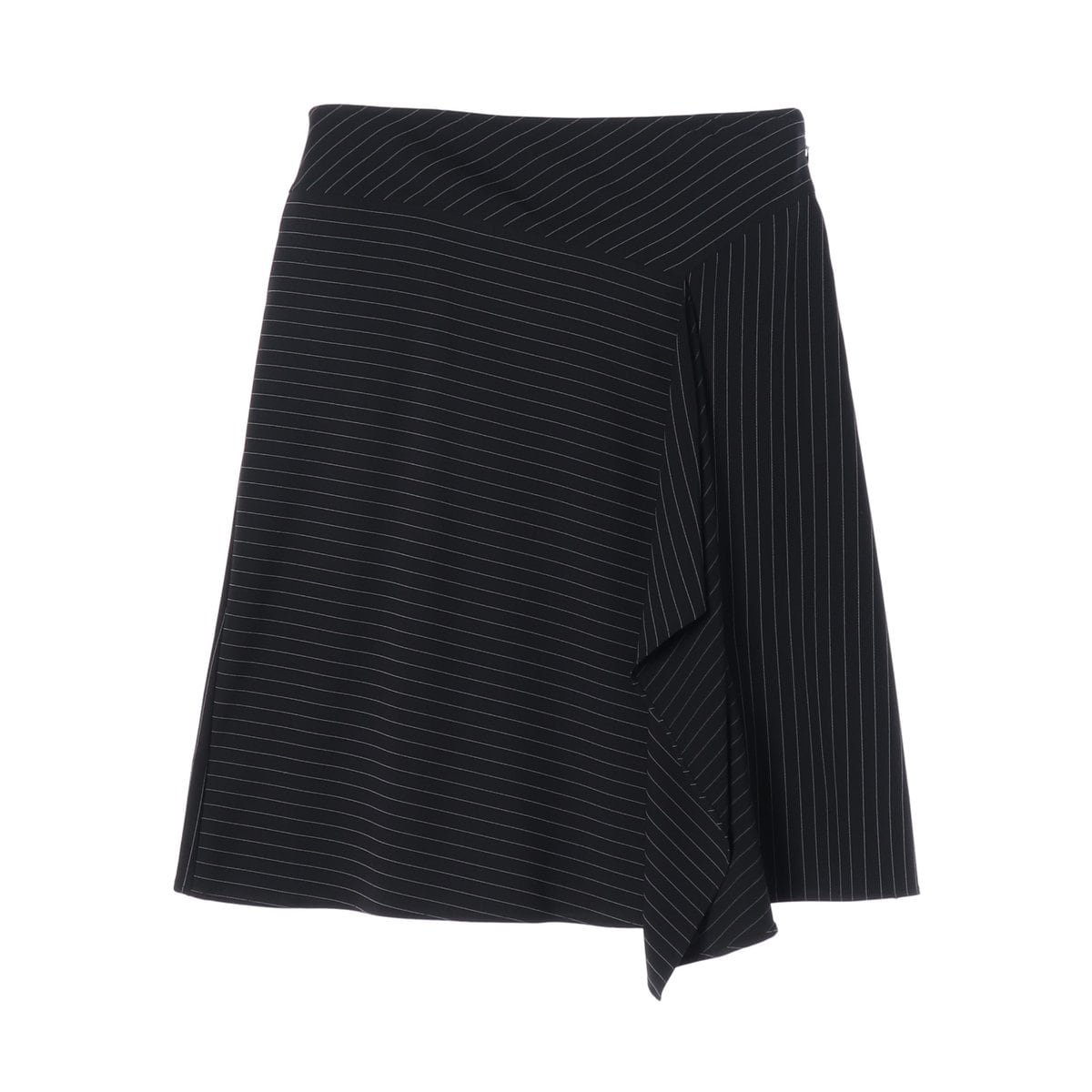 DKNY 디케이앤와이 블랙 스트라이프 러플 드레이프 미니 스커트 치마 상세 이미지 1
