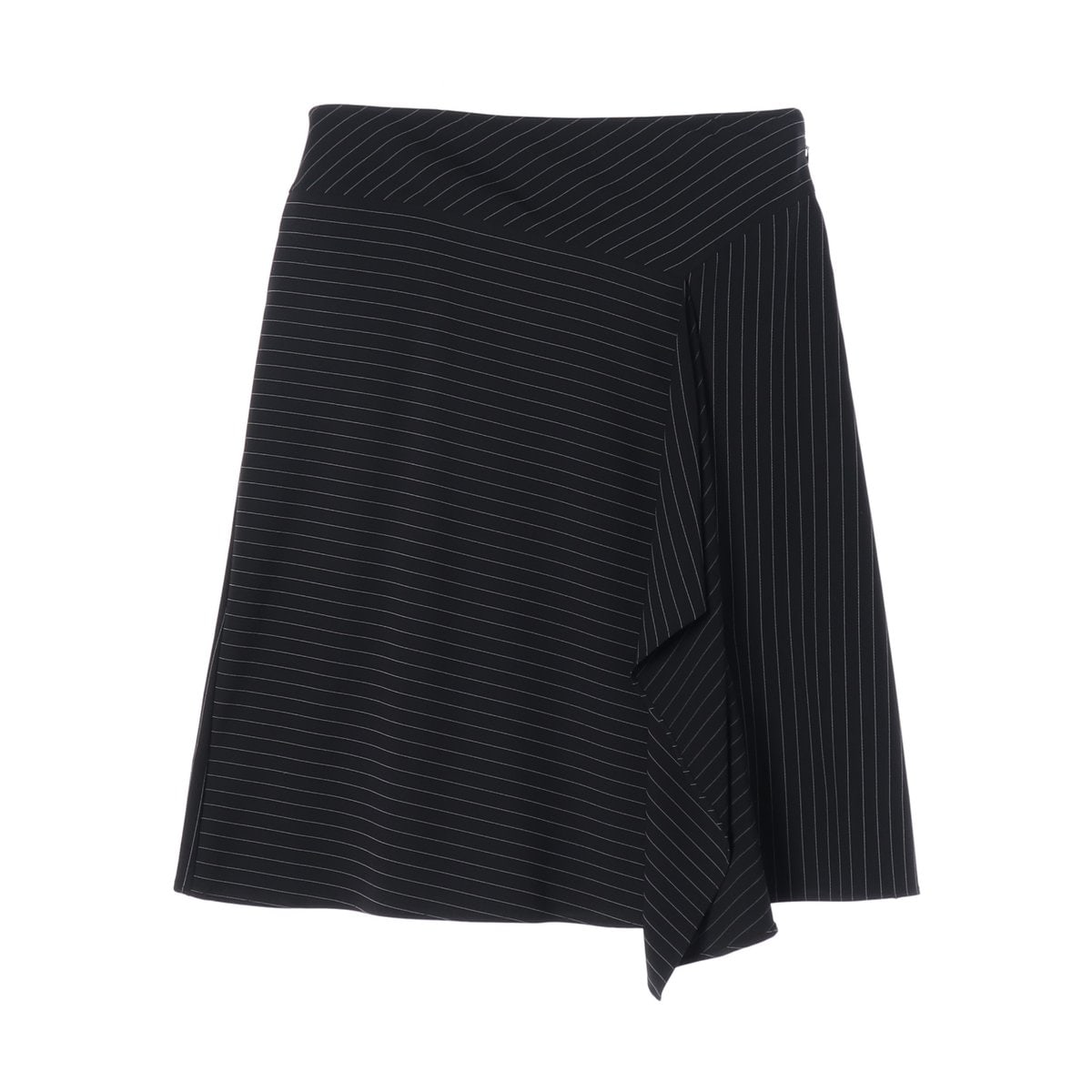 DKNY 디케이앤와이 블랙 스트라이프 러플 드레이프 미니 스커트 치마 이미지 1