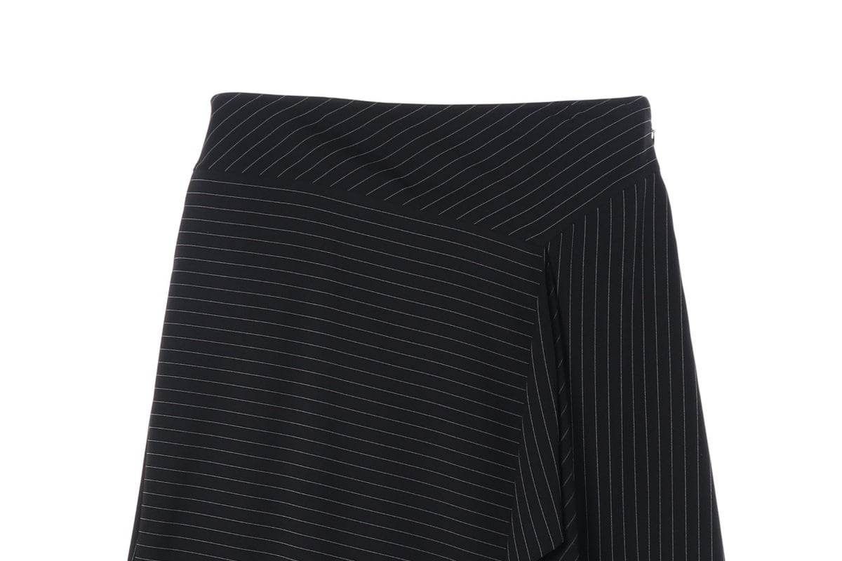 DKNY 디케이앤와이 블랙 스트라이프 러플 드레이프 미니 스커트 치마 상세 이미지 3