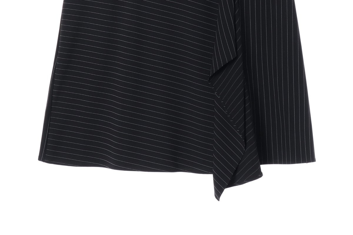 DKNY 디케이앤와이 블랙 스트라이프 러플 드레이프 미니 스커트 치마 이미지 4