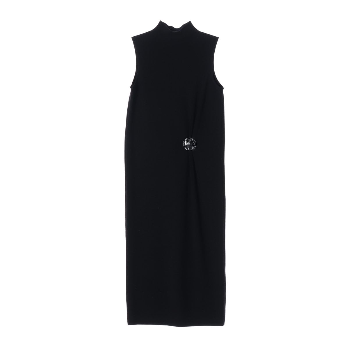 코스 브로치 디테일 모크넥 민소매 롱 니트 원피스 블랙 XS 상세 이미지 1