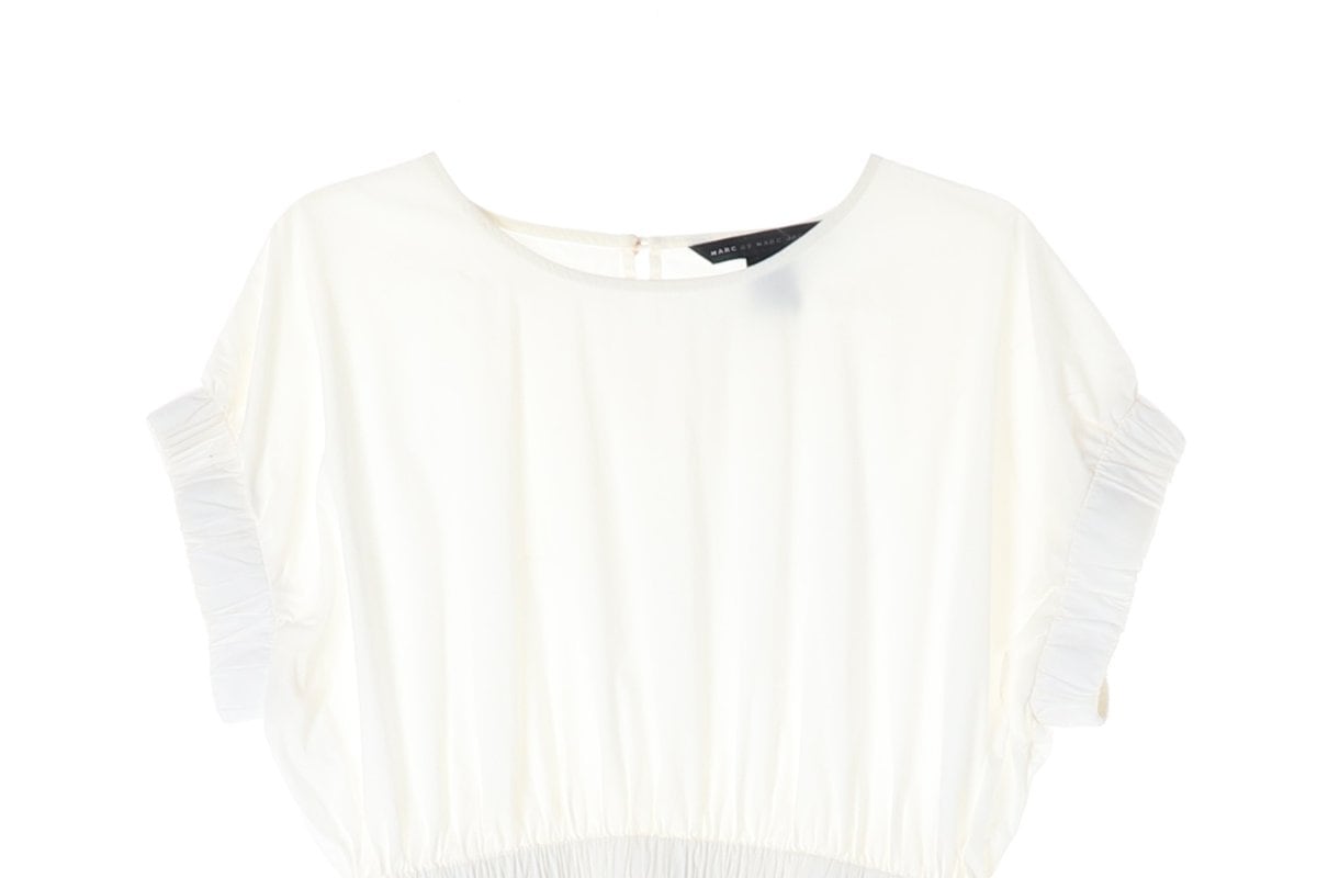 마크바이마크제이콥스 셔링 밴딩 반팔 블라우스 아이보리 XS 상세 이미지 3