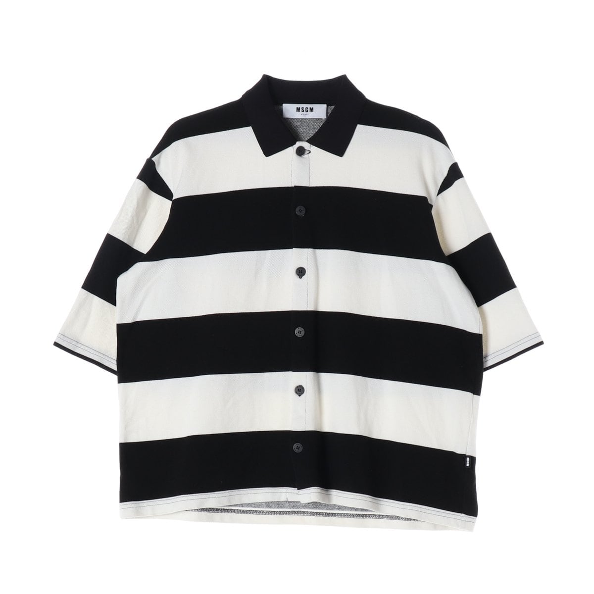 MSGM 엠에스지엠 스트라이프 WAVE 자수 폴로 셔츠 반팔 셔츠 상세 이미지 1