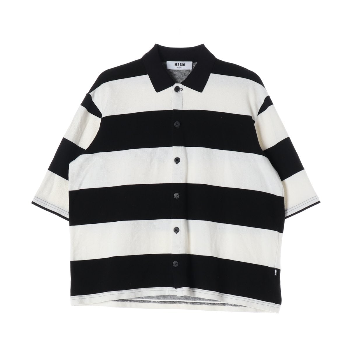 MSGM 엠에스지엠 스트라이프 WAVE 자수 폴로 셔츠 반팔 셔츠 이미지 1