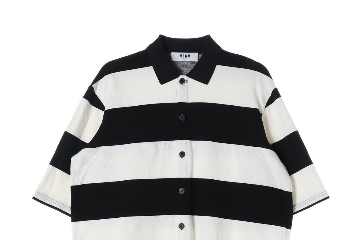 MSGM 엠에스지엠 스트라이프 WAVE 자수 폴로 셔츠 반팔 셔츠 이미지 3