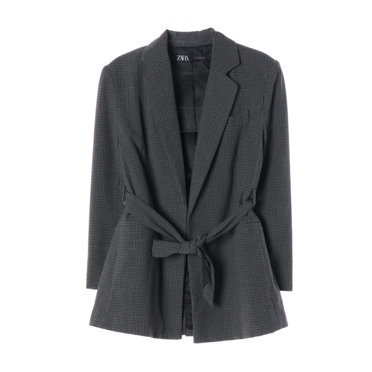 ZARA 자라 그레이 잔체크 벨트 블레이저 자켓 재킷 상세 이미지 1
