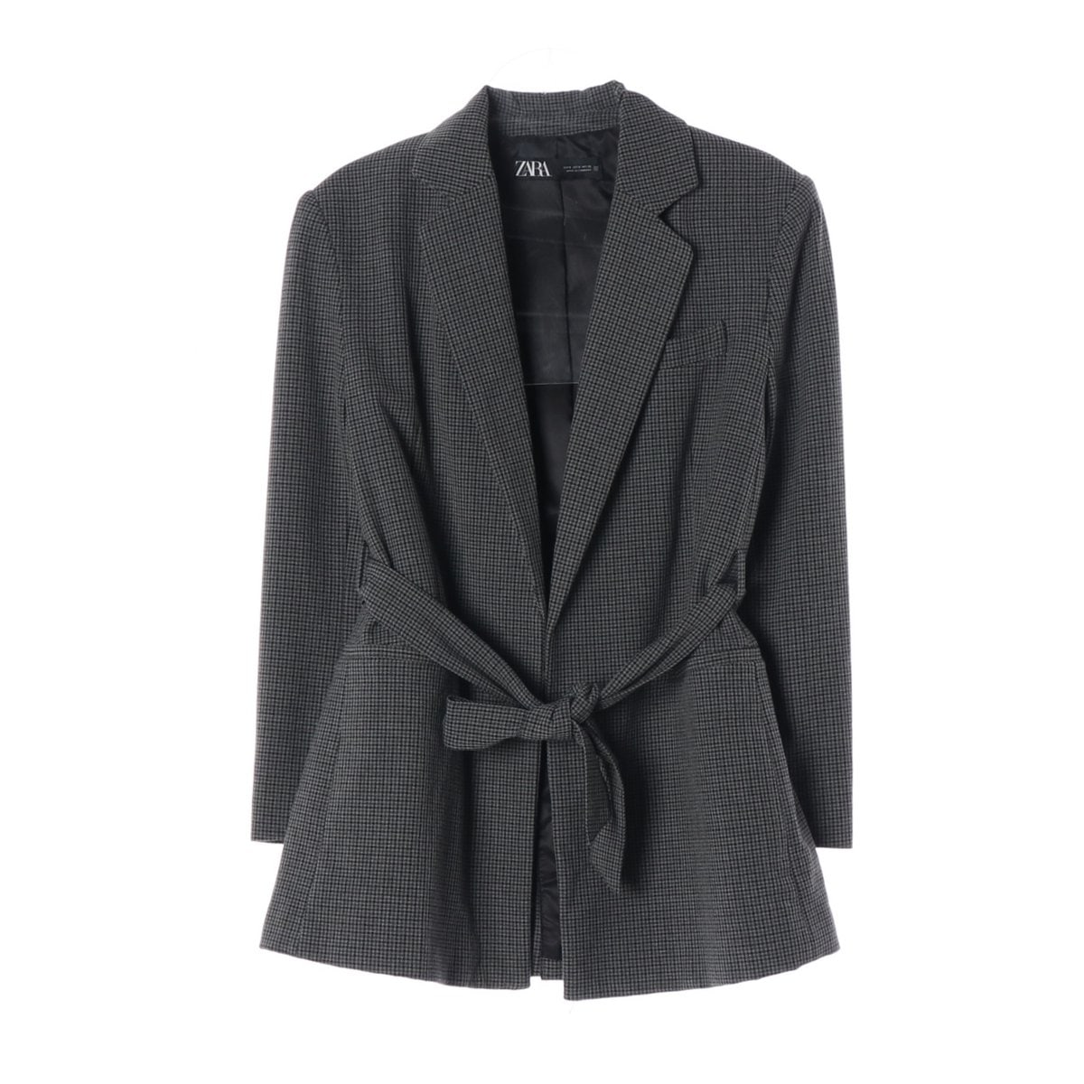 ZARA 자라 그레이 잔체크 벨트 블레이저 자켓 재킷 이미지 1