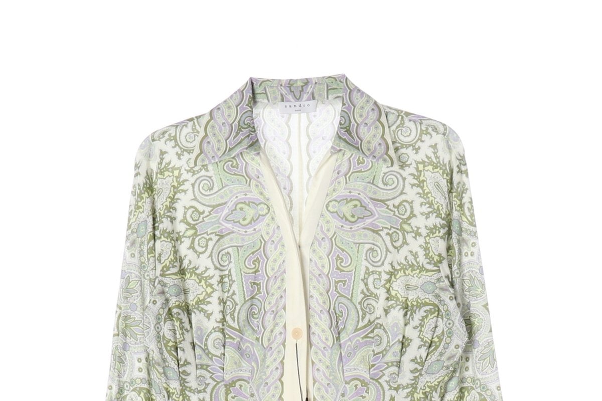 (새상품)산드로 페이즐리 패턴 셔츠 원피스 드레스 라이트그린 이미지 3