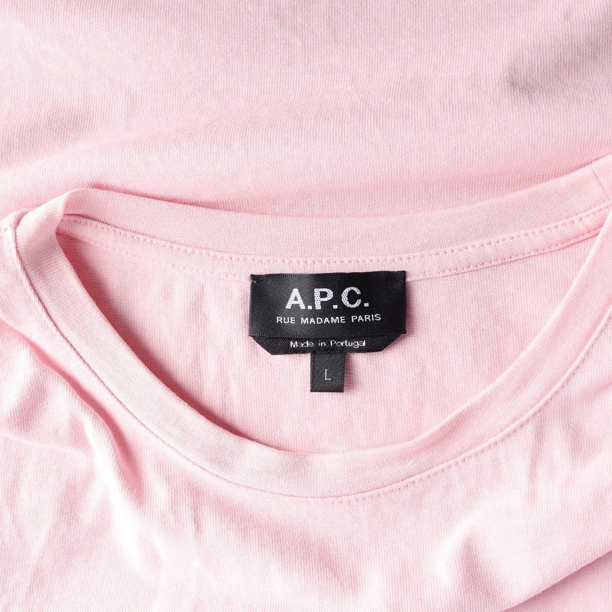 APC 아페쎄 자수 로고 반팔 티셔츠 핑크 L 상세 이미지 5