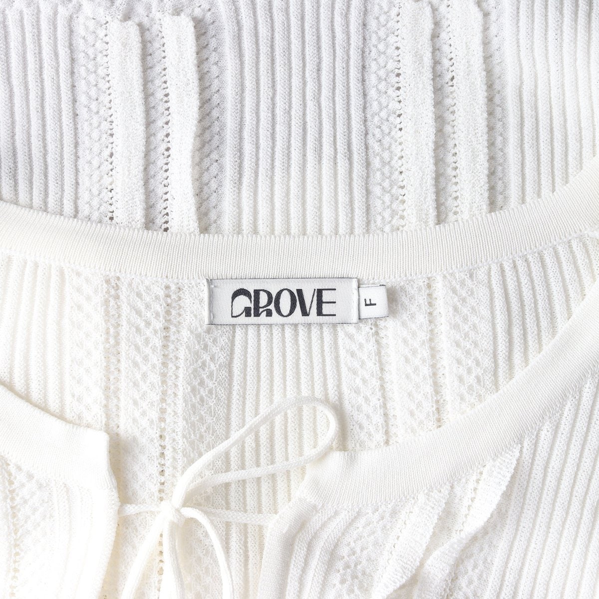 그로브 X 차정원 23FW GROA 가디건 리본 타이 크롭 화이트 이미지 6