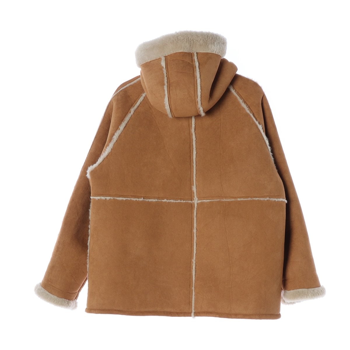리엘 24FW 쉬어링 리버시블 무스탕 후드 퍼 하프 코트 카라멜 이미지 2