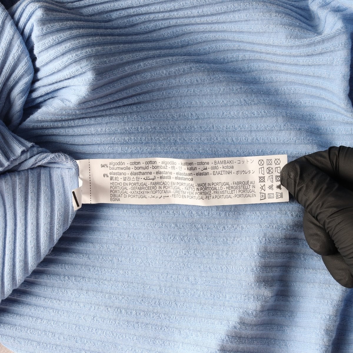 (새상품)자라 리브 타이 홀터넥 골지 오프숄더 미니 원피스 블루 M 상세 이미지 7