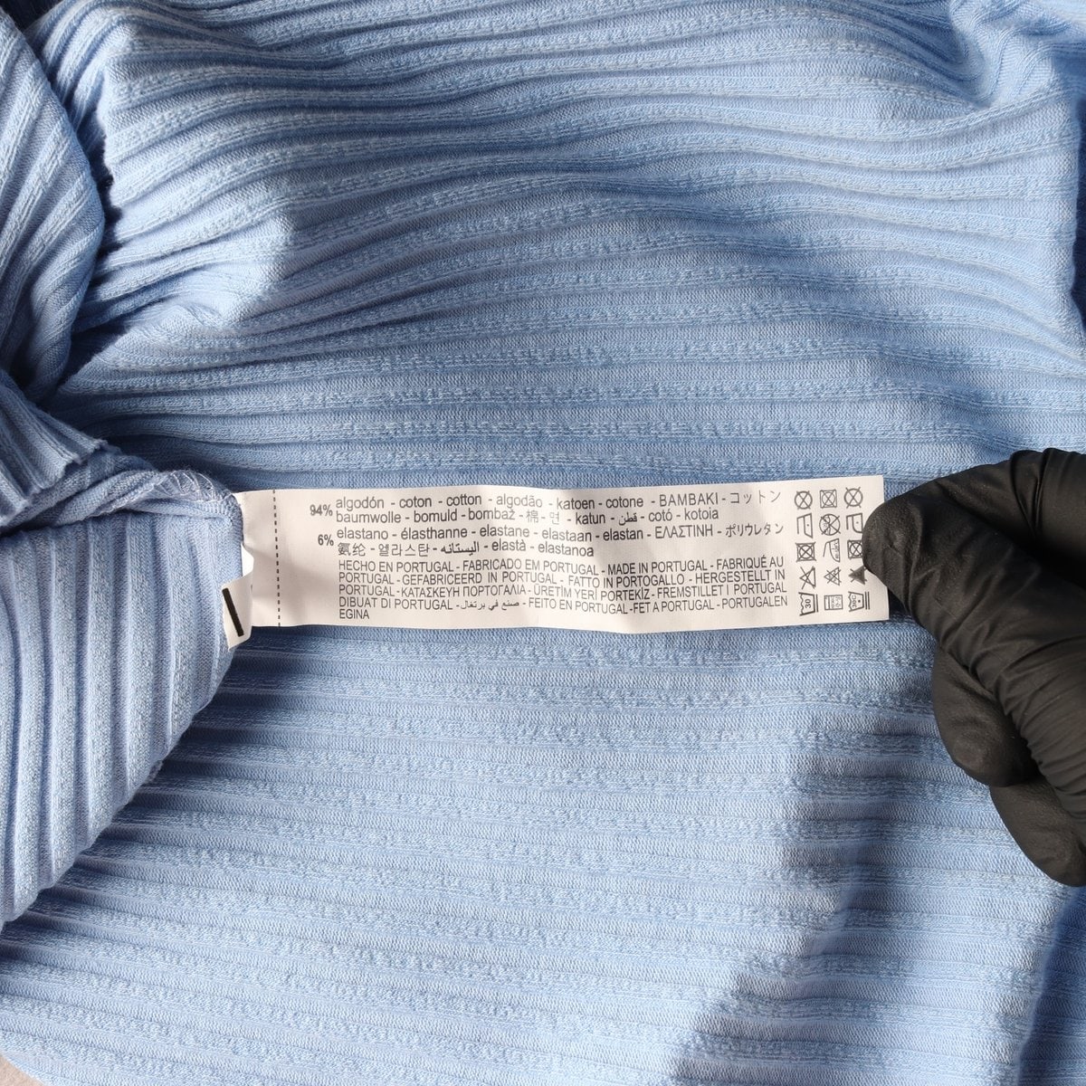 (새상품)자라 리브 타이 홀터넥 골지 오프숄더 미니 원피스 블루 M 이미지 7