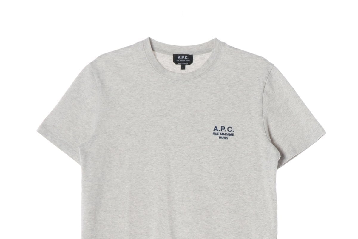 APC 아페쎄 로고 자수 반팔 티셔츠 멜란지그레이 S 상세 이미지 3