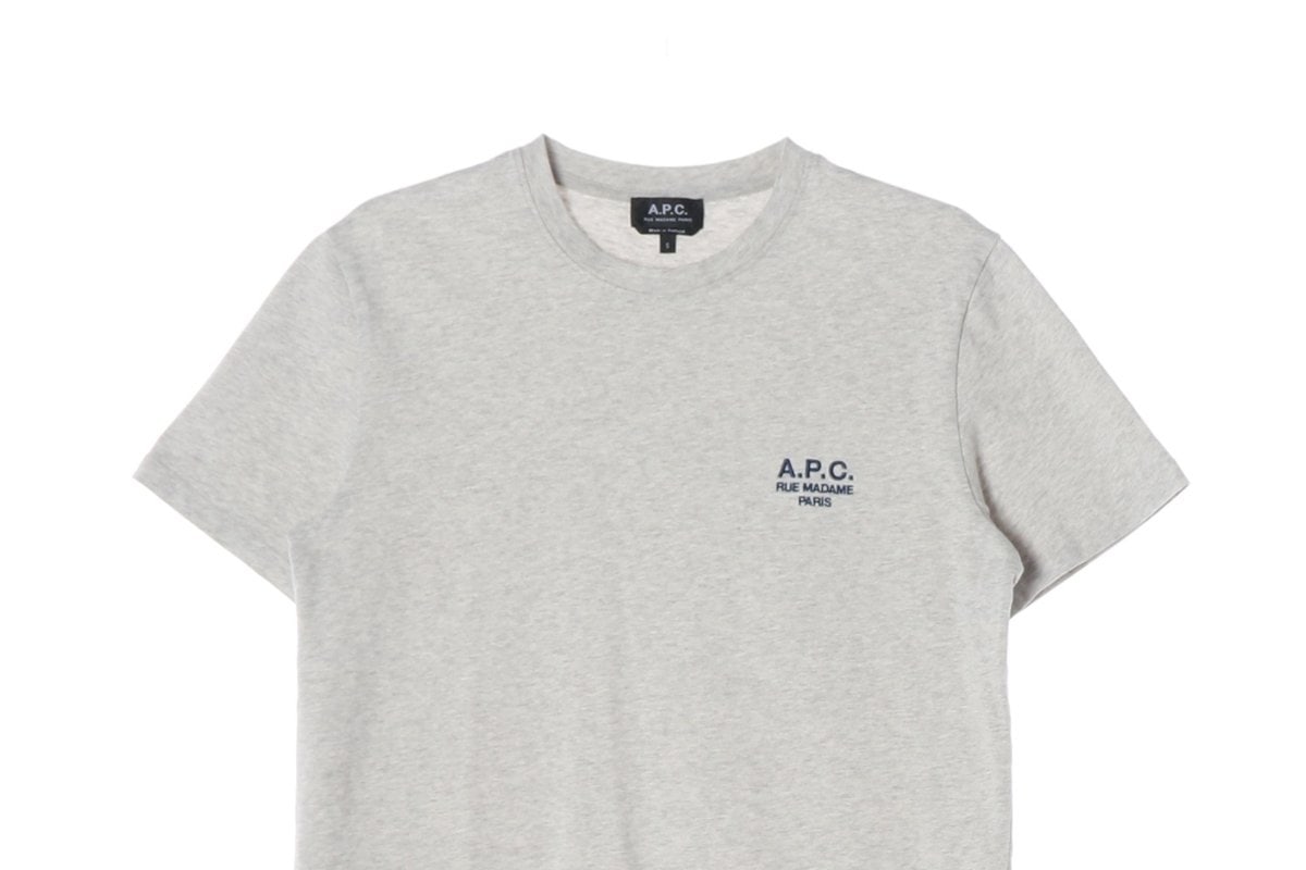 APC 아페쎄 로고 자수 반팔 티셔츠 멜란지그레이 S 이미지 3