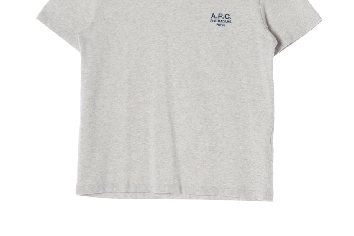 APC 아페쎄 로고 자수 반팔 티셔츠 멜란지그레이 S 상세 이미지 4