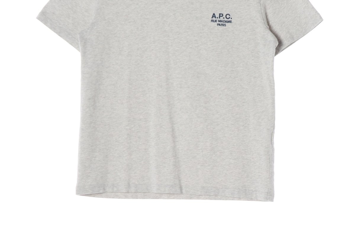 APC 아페쎄 로고 자수 반팔 티셔츠 멜란지그레이 S 이미지 4