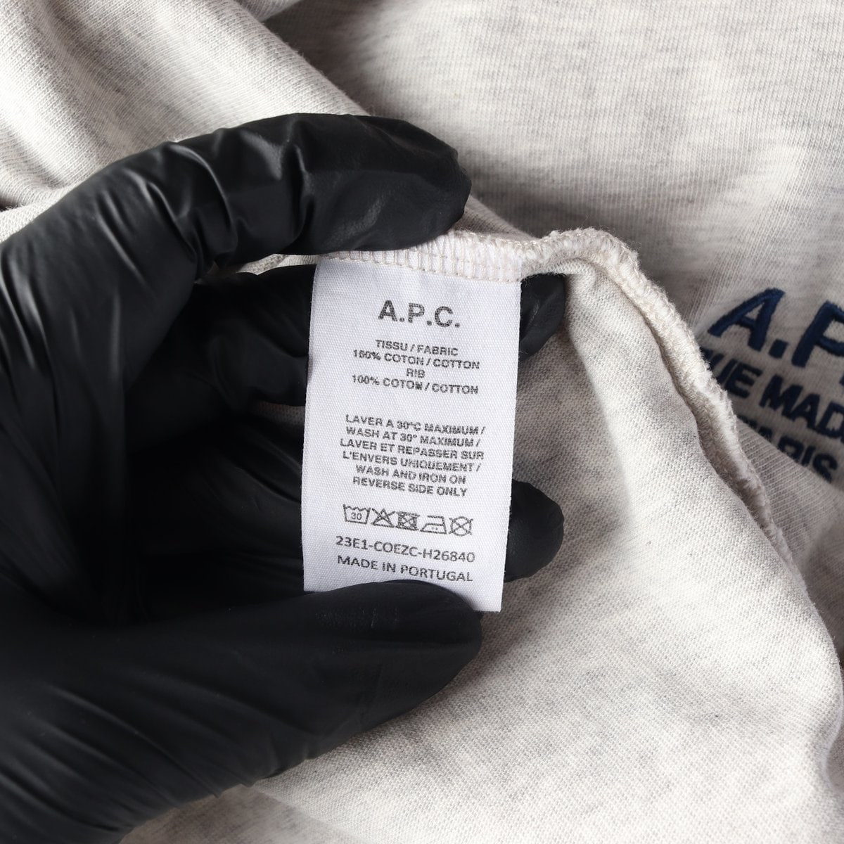 APC 아페쎄 로고 자수 반팔 티셔츠 멜란지그레이 S 이미지 6