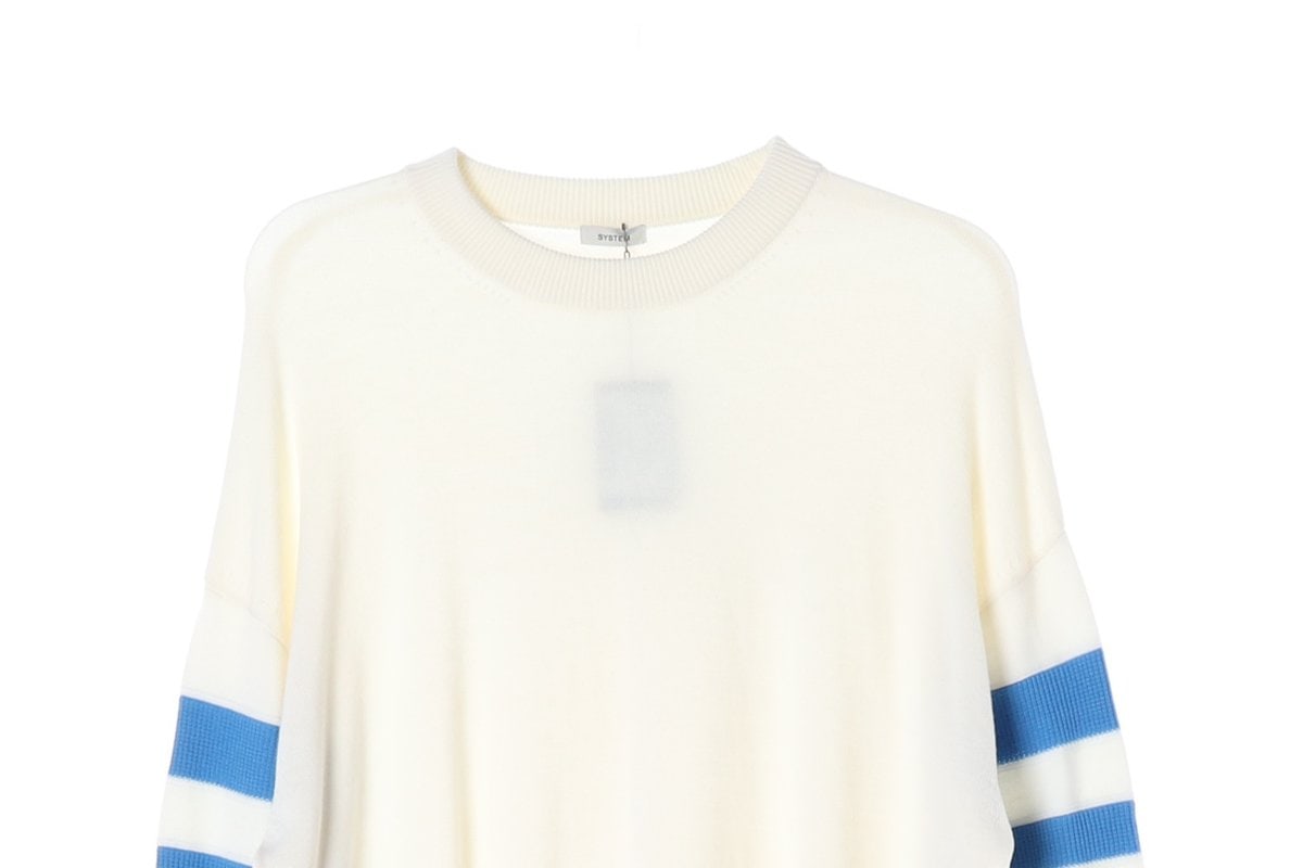 (새상품)시스템 22FW 울100% 배색 니트 스웨터 아이보리 XL 이미지 3