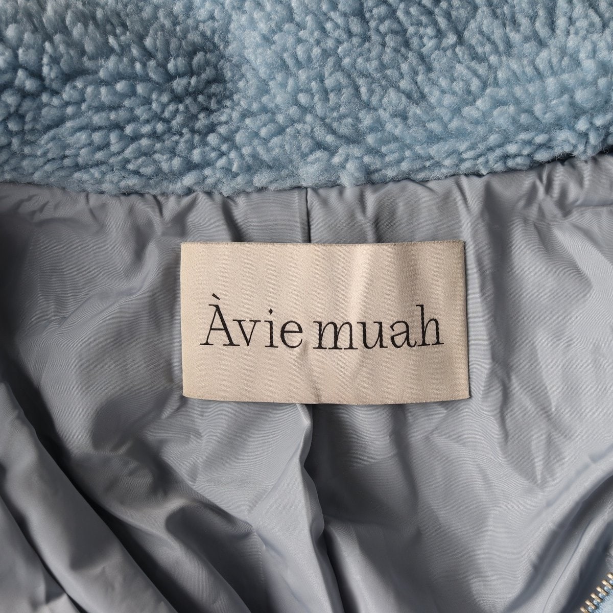 아비에무아 오버사이즈 로고 플리스 재킷 퍼 코트 블루  이미지 6