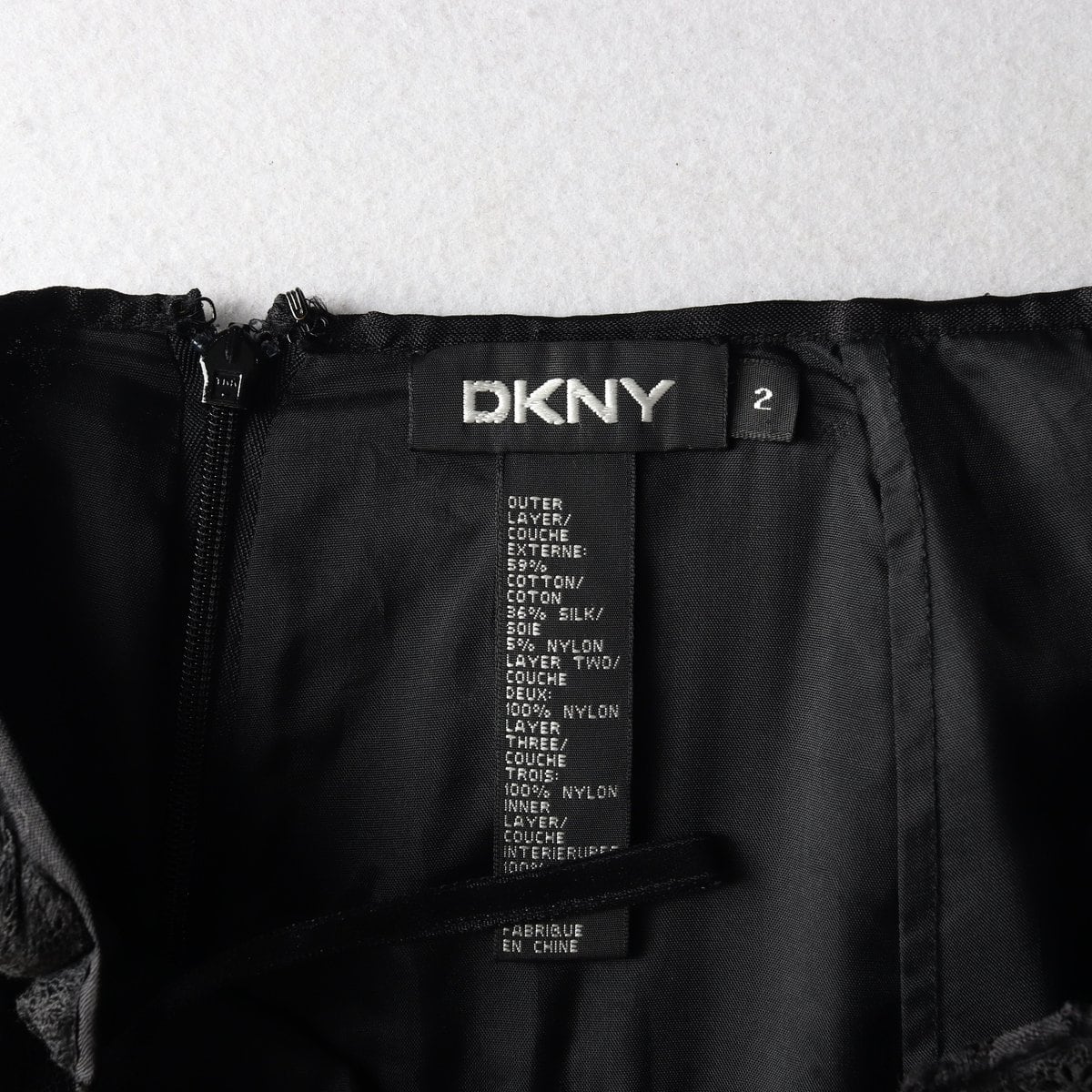 DKNY 디케이앤와이 코튼 실크 레이스 플레어 스커트 치마 블랙 상세 이미지 5