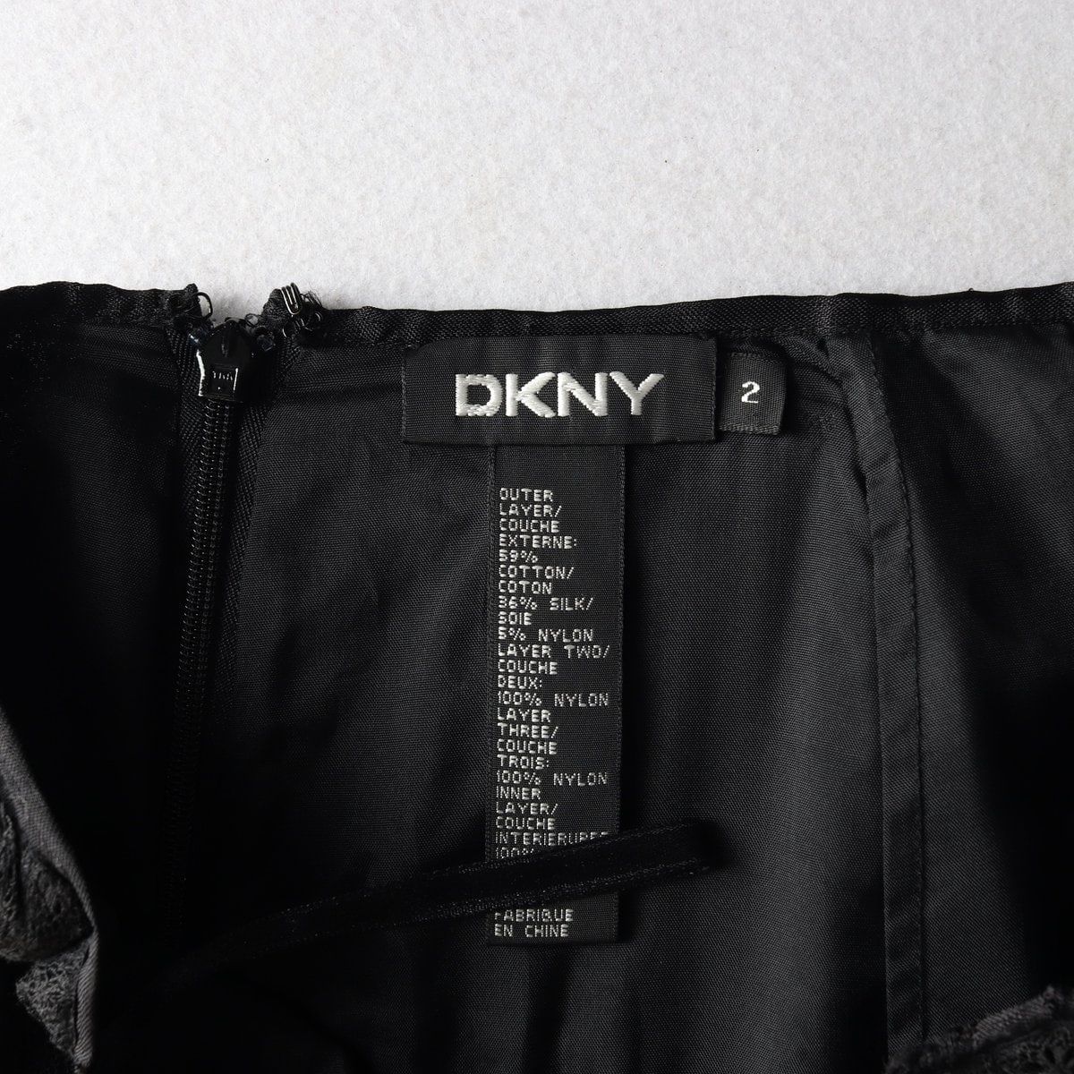 DKNY 디케이앤와이 코튼 실크 레이스 플레어 스커트 치마 블랙 이미지 5