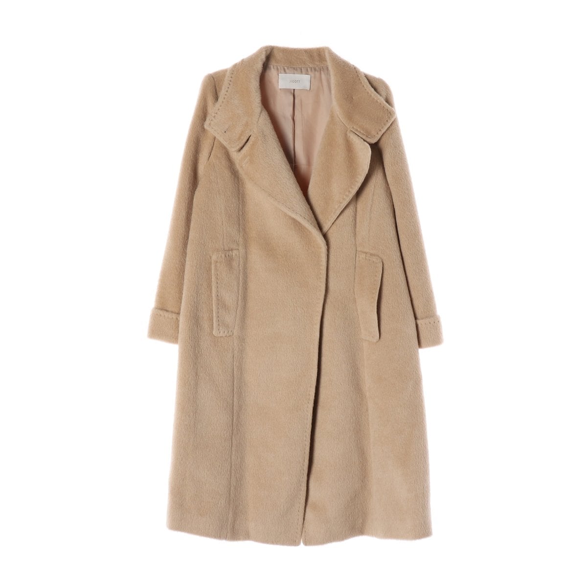 지고트 울 알파카 헤어리 롱 코트 베이지  상세 이미지 1