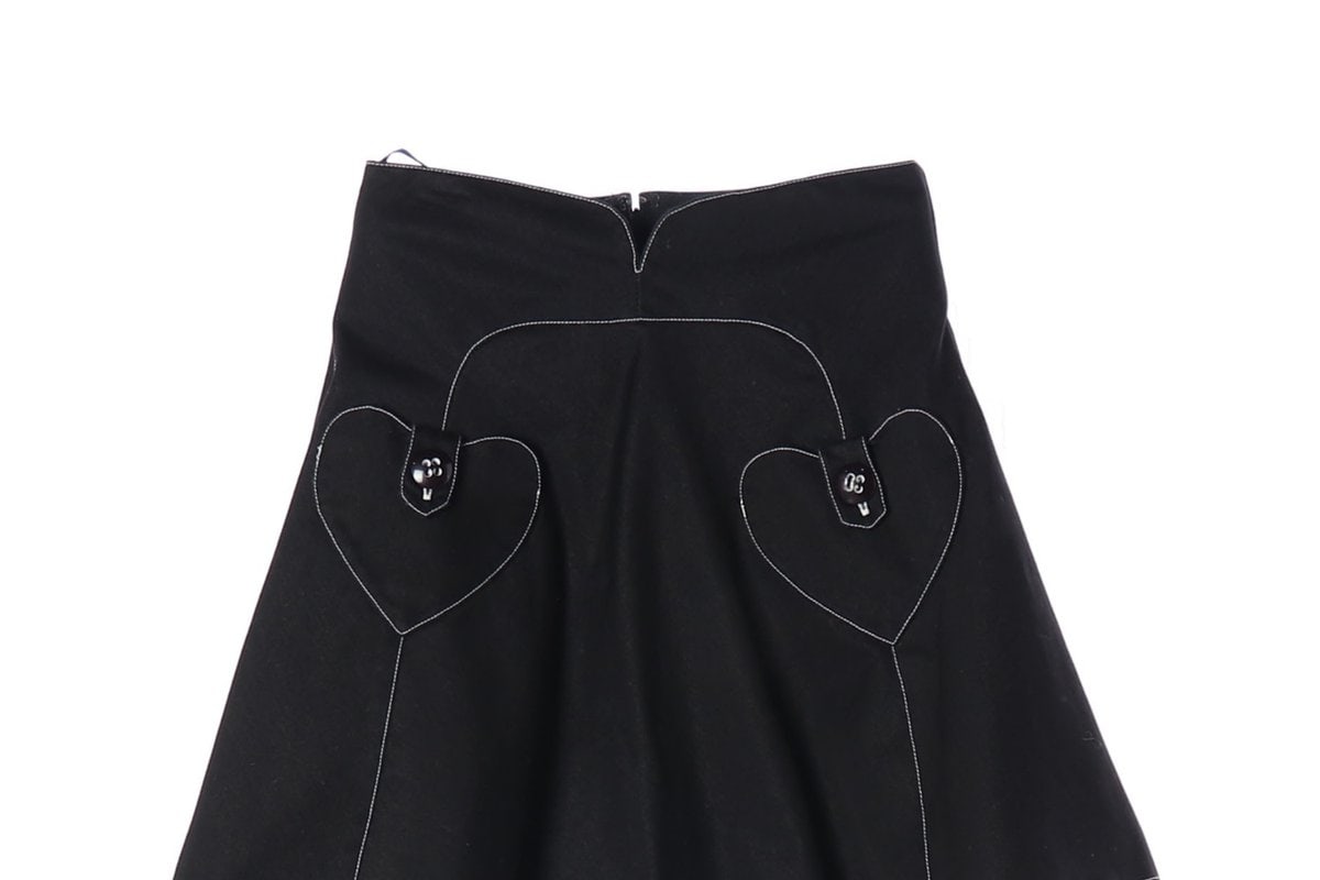 안나수이 하트 스티치 미니 플레어 스커트 치마 블랙  이미지 3