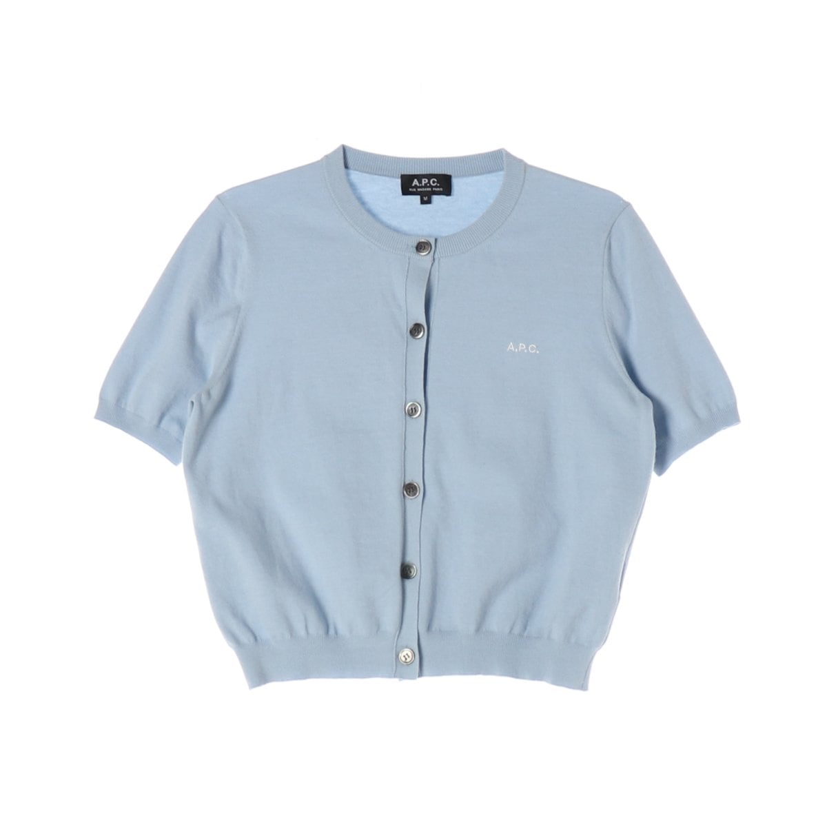 APC 아페쎄 21SS Elitte 가디건 로고 반팔 니트 라이트블루 M 상세 이미지 1
