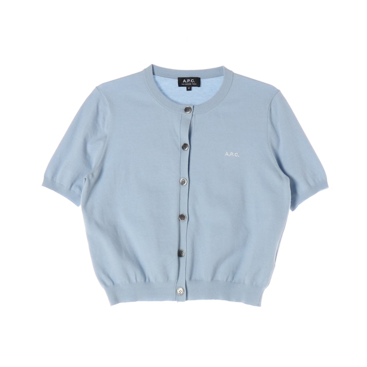 APC 아페쎄 21SS Elitte 가디건 로고 반팔 니트 라이트블루 M 이미지 1