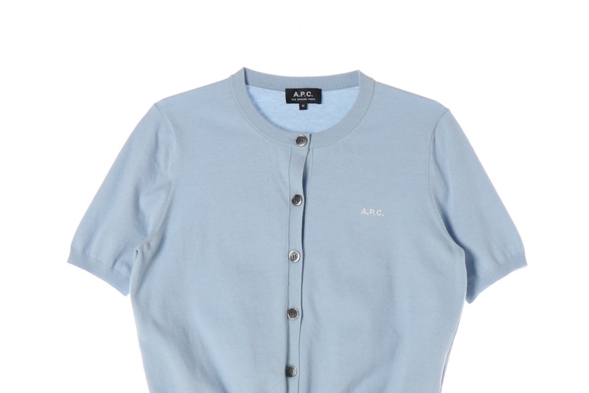 APC 아페쎄 21SS Elitte 가디건 로고 반팔 니트 라이트블루 M 상세 이미지 3