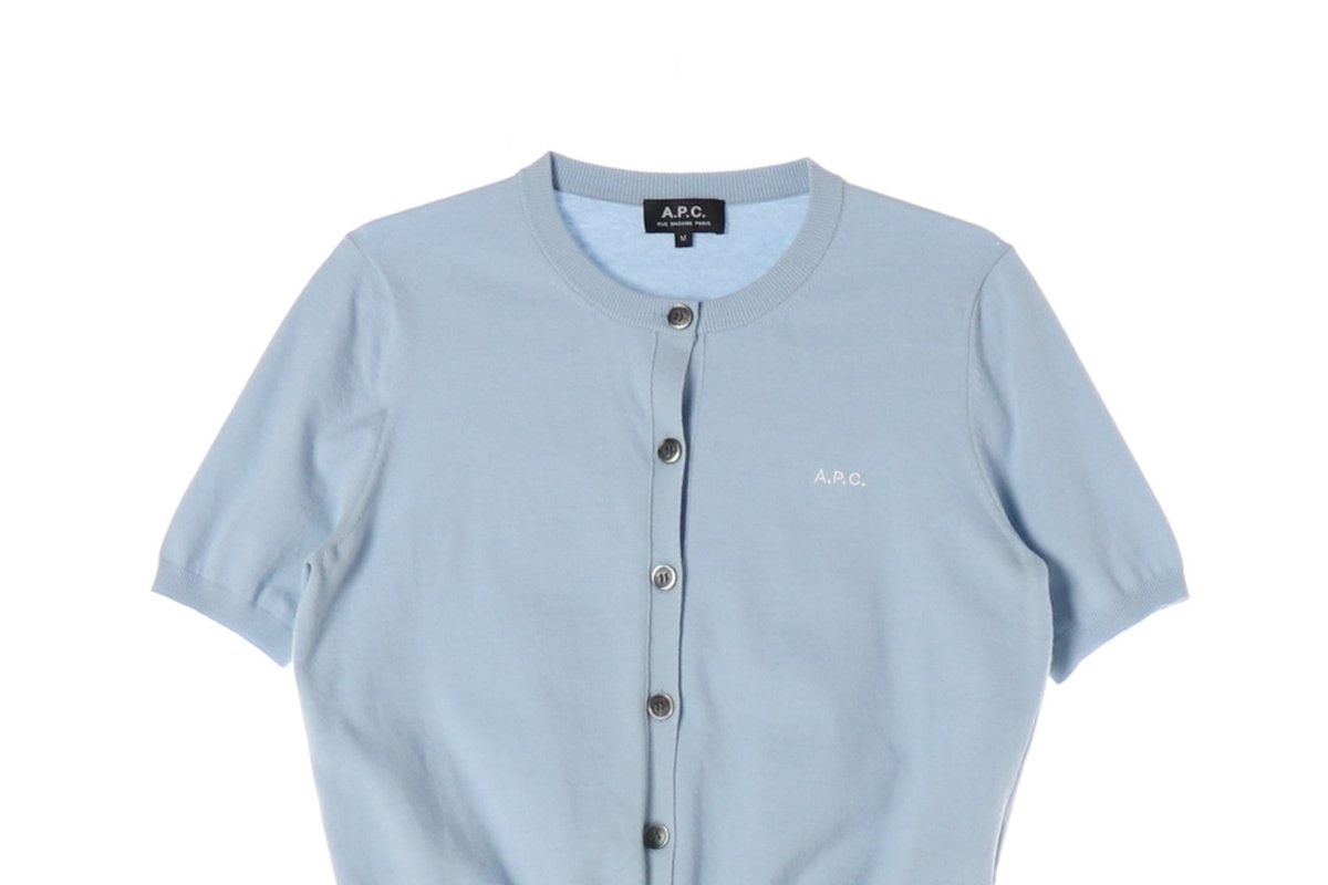 APC 아페쎄 21SS Elitte 가디건 로고 반팔 니트 라이트블루 M 이미지 3
