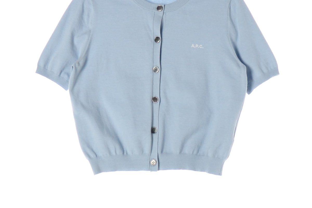 APC 아페쎄 21SS Elitte 가디건 로고 반팔 니트 라이트블루 M 상세 이미지 4