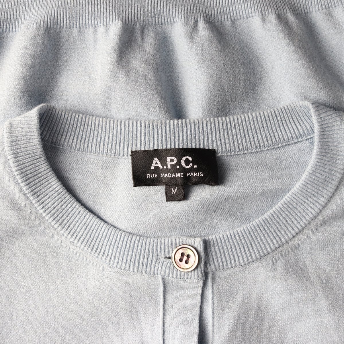 APC 아페쎄 21SS Elitte 가디건 로고 반팔 니트 라이트블루 M 상세 이미지 5