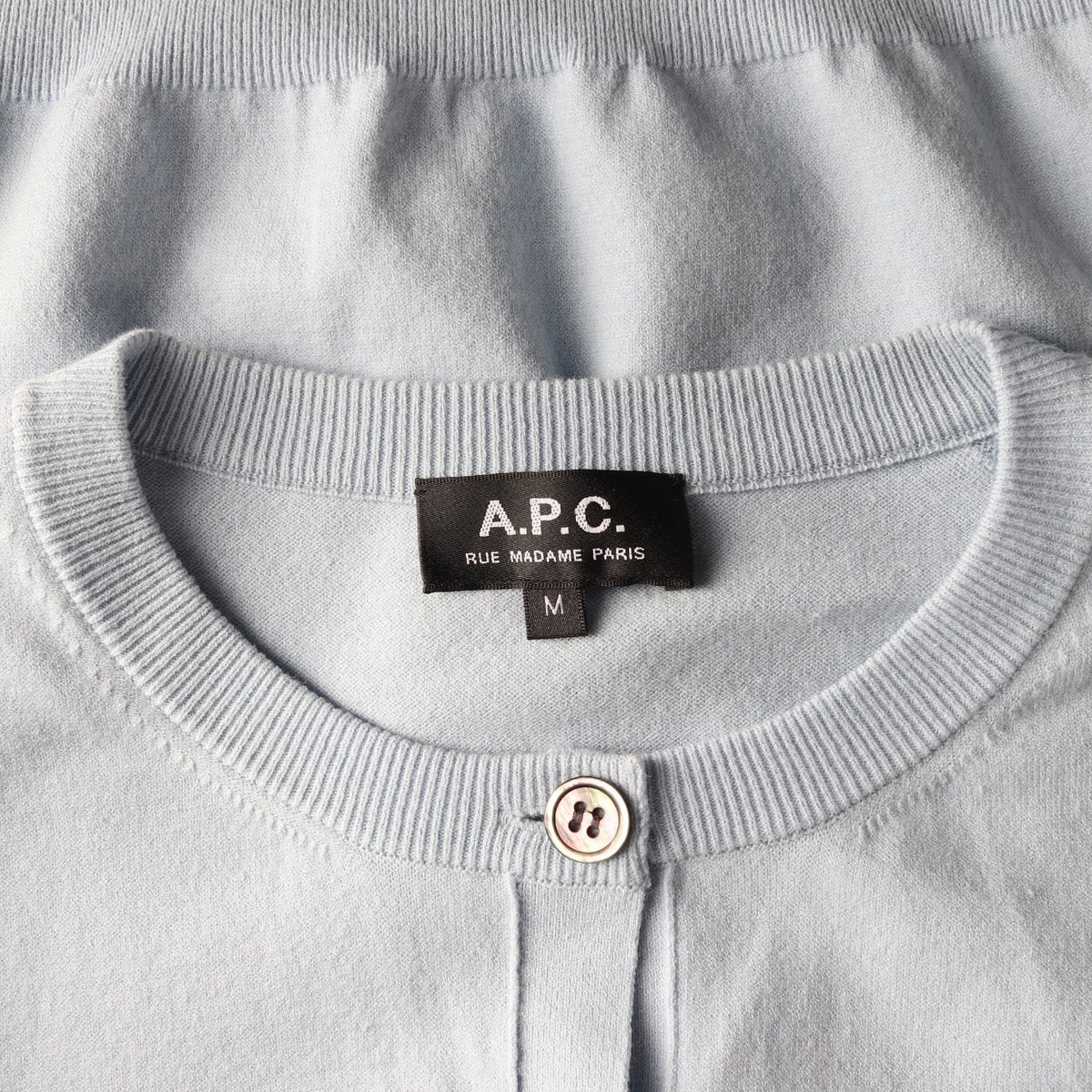 APC 아페쎄 21SS Elitte 가디건 로고 반팔 니트 라이트블루 M 이미지 5