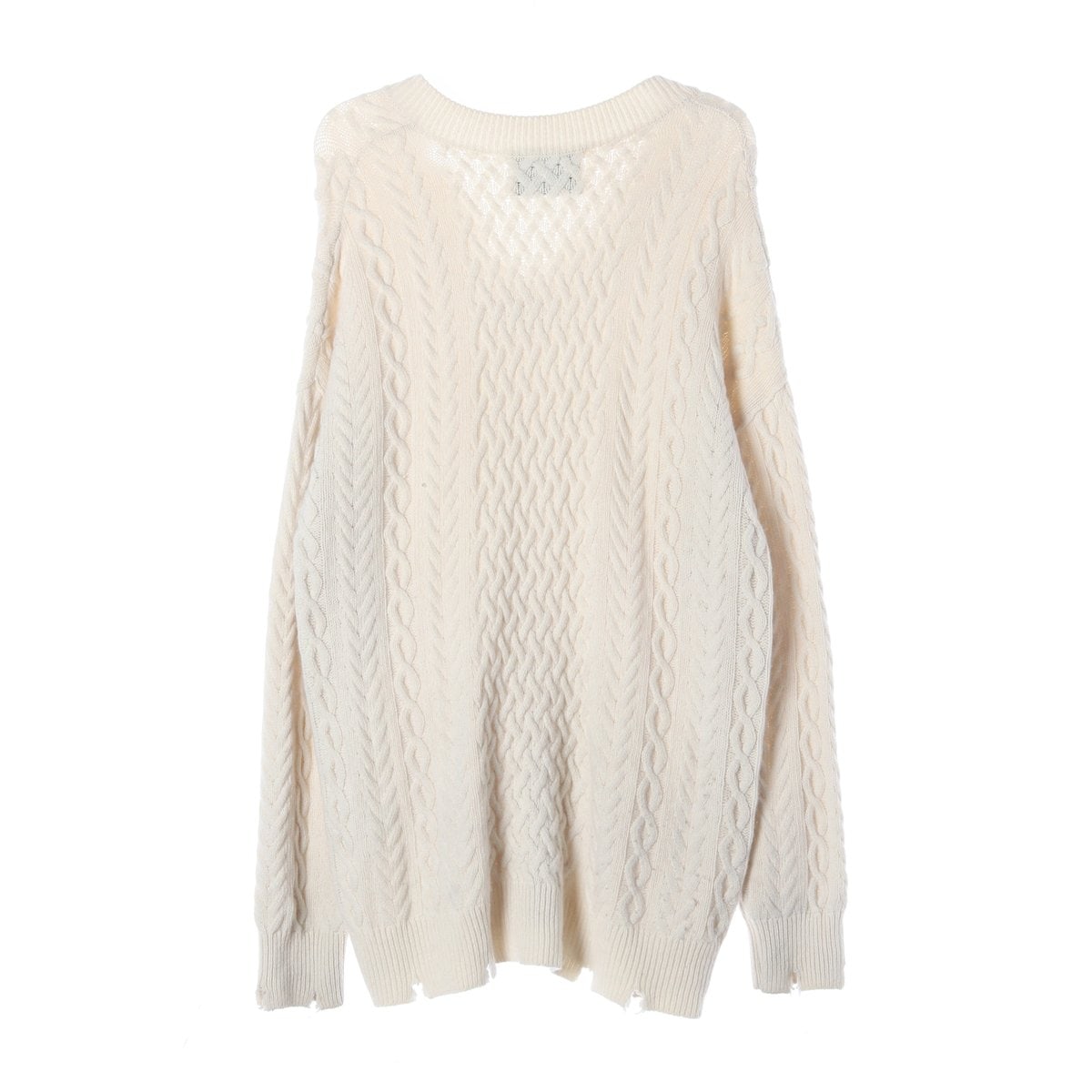 인스턴트펑크 케이블 브이넥 울 니트 데미지 롱 스웨터 원피스 이미지 2