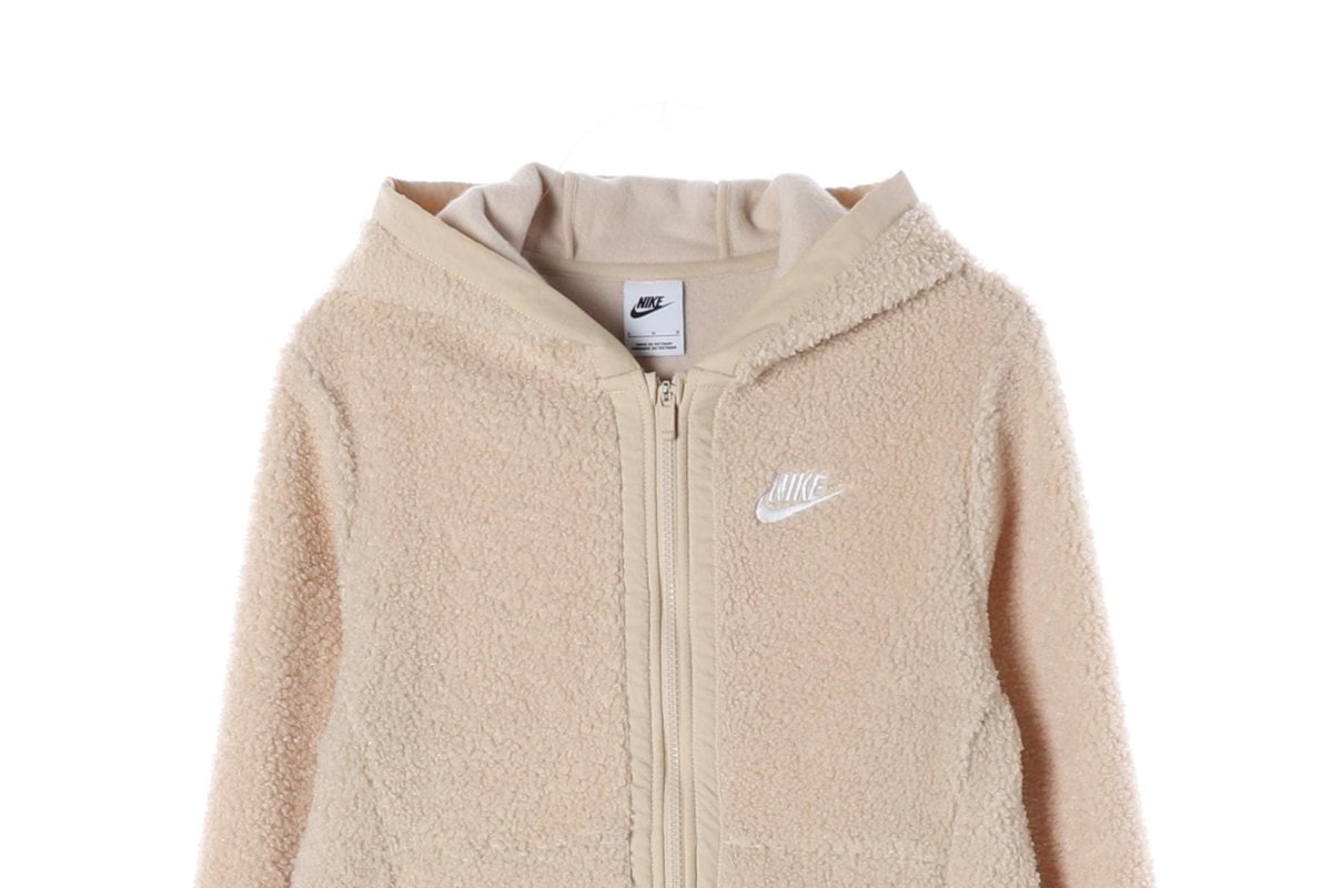 나이키 키즈 24FW 플리스 뽀글이 후드 집업 재킷 베이지  이미지 4