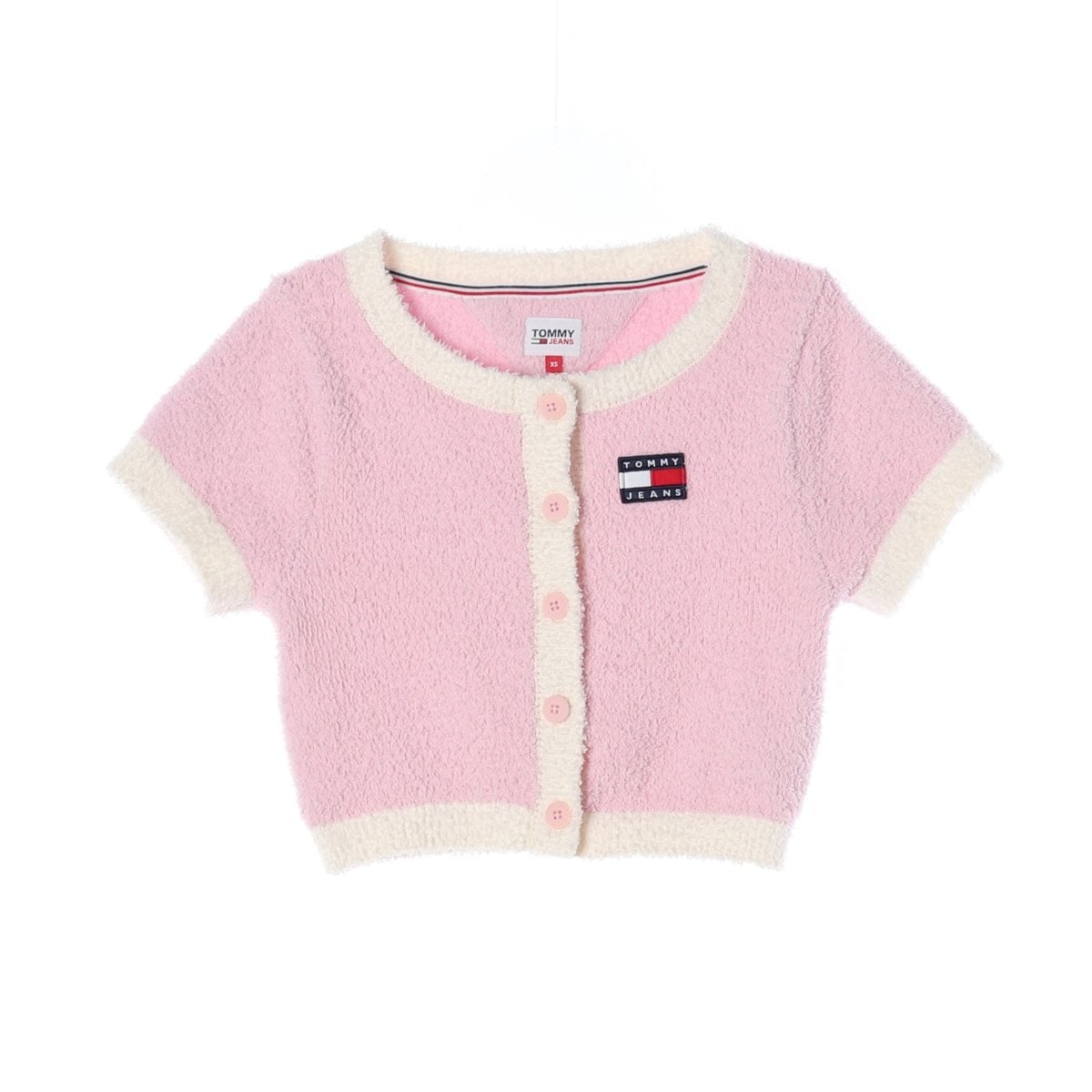 타미 진스 24SS 크롭 테리 반팔 가디건 라이트핑크 XS 이미지 1