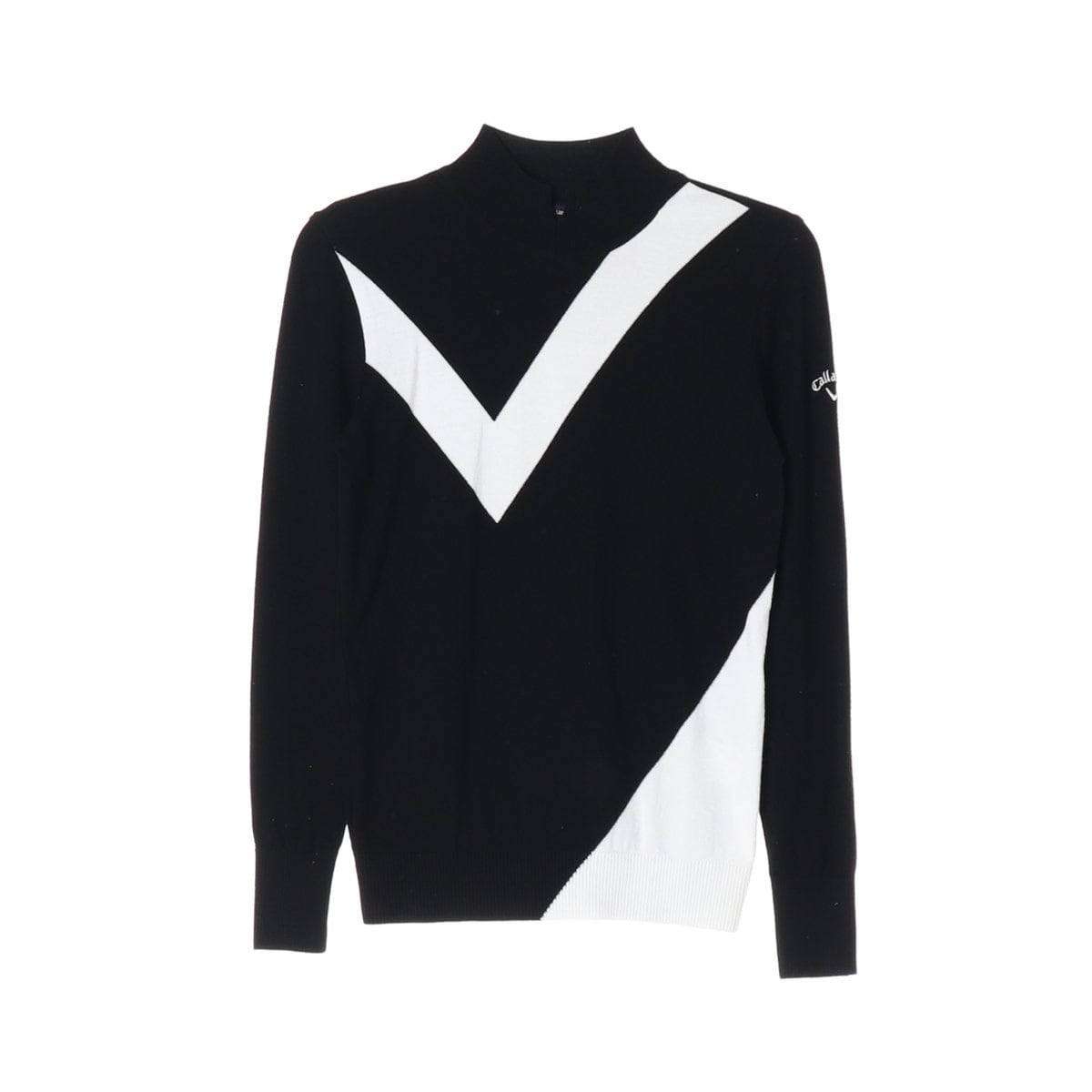 캘러웨이 골프 브이 패턴 컷아웃 하프넥 니트 스웨터 블랙 S 상세 이미지 1